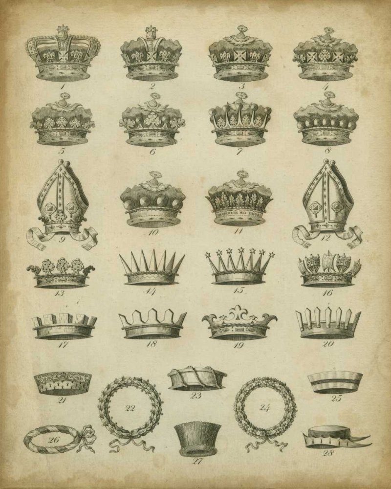 Wall art: Heraldic Crowns and Coronets IV, by Milton