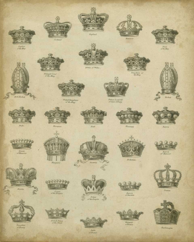 Wall art: Heraldic Crowns and Coronets V, by Milton