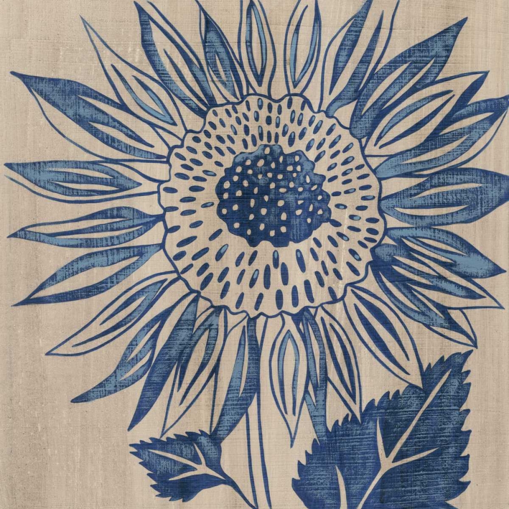 Wall art: Indigo Sunflower, by Zarris, Chariklia