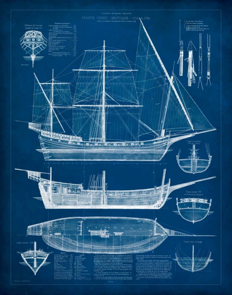 Wall Art Painting id:35788, Name: Antique Ship Blueprint I, Artist: Vision Studio