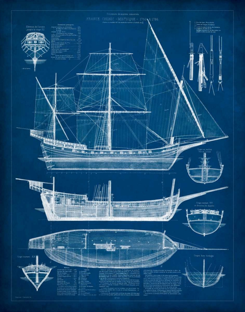 Art Print: Antique Ship Blueprint I