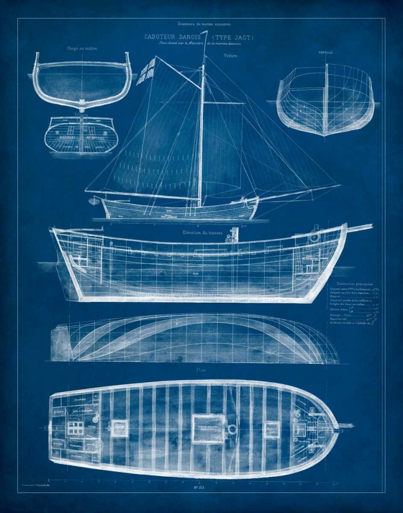 Art Print: Antique Ship Blueprint II