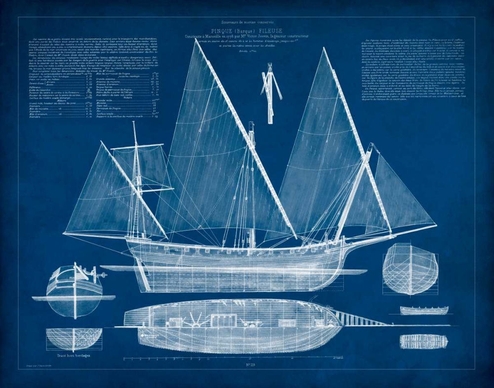 Wall art: Antique Ship Blueprint III, by Vision Studio