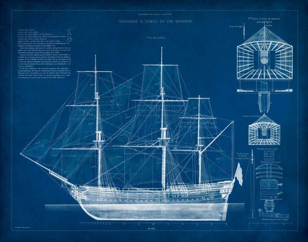 Wall art: Antique Ship Blueprint IV, by Vision Studio