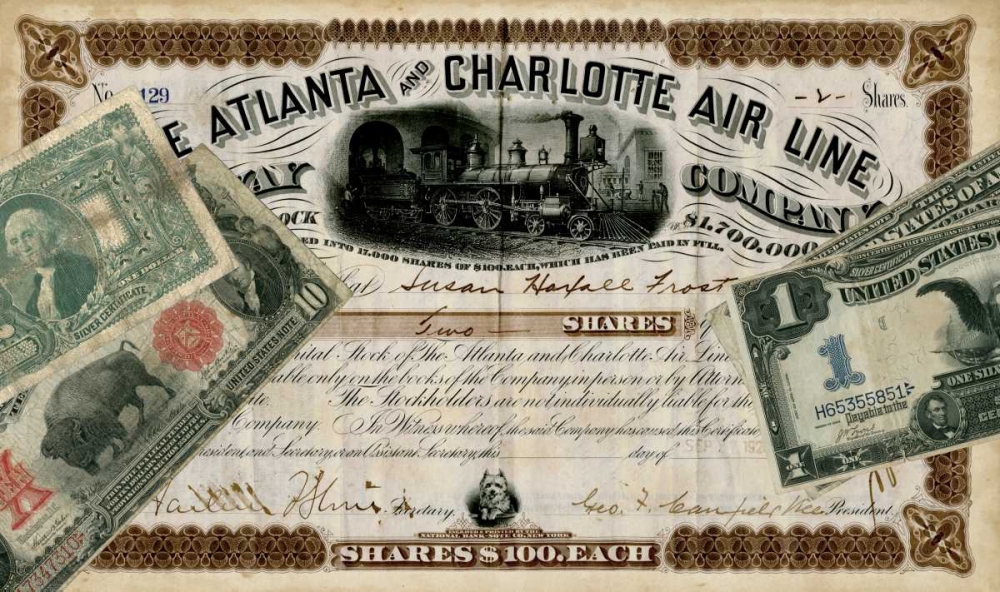 Wall Art Painting id:38851, Name: Antique Stock Certificate IV, Artist: Vision Studio