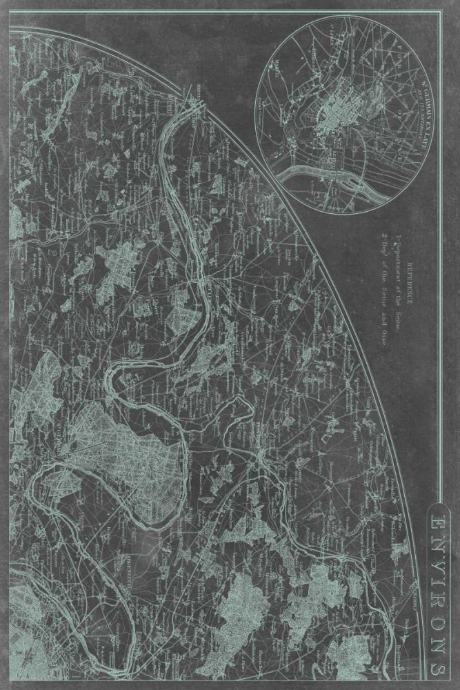 Wall Art Painting id:77558, Name: Map of Paris Grid I, Artist: Vision Studio