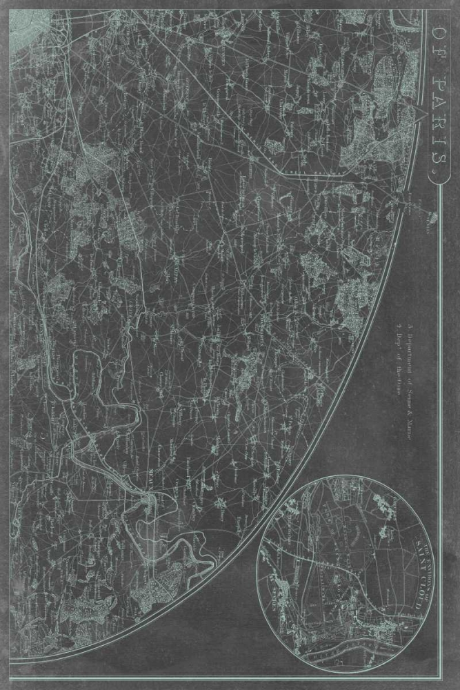 Wall Art Painting id:77559, Name: Map of Paris Grid II, Artist: Vision Studio