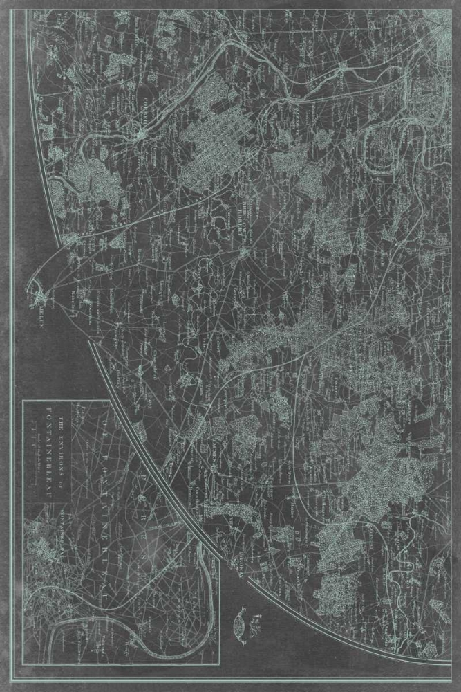 Wall Art Painting id:77561, Name: Map of Paris Grid IV, Artist: Vision Studio