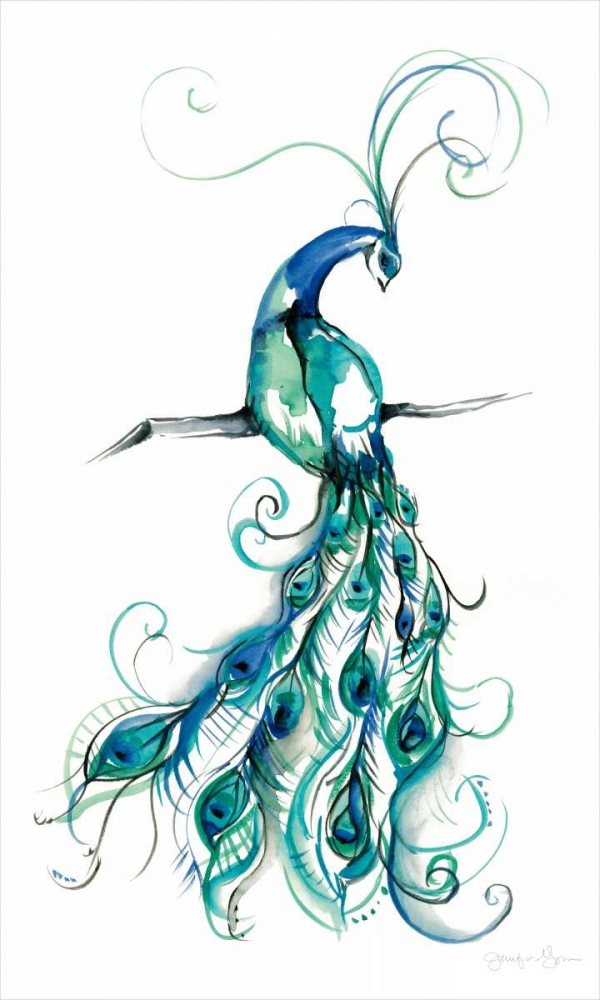 Art Print: Aquarelle Peacock I