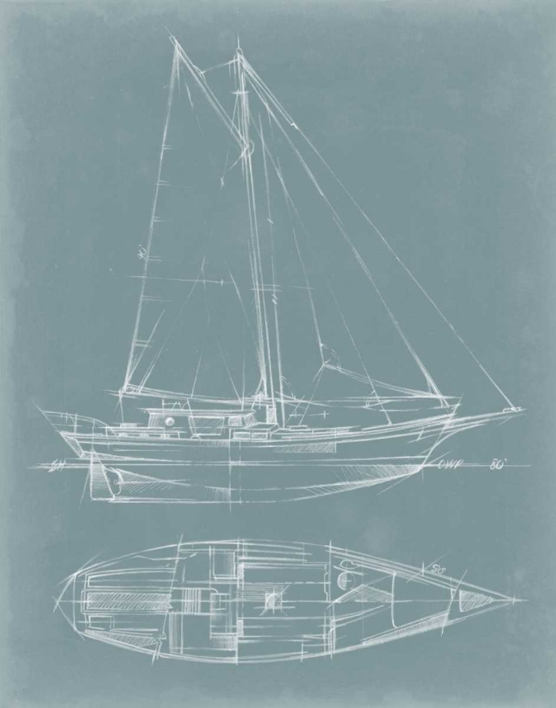 Wall Art Painting id:50261, Name: Yacht Sketches III, Artist: Harper, Ethan