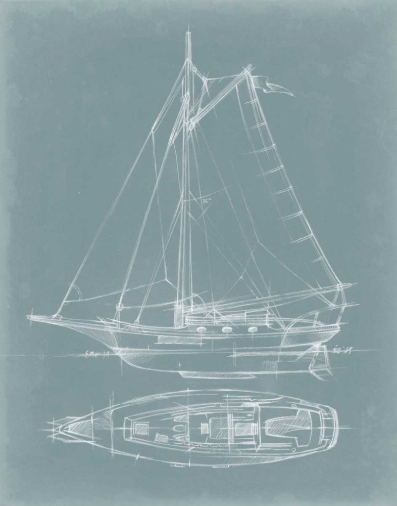Wall Art Painting id:50262, Name: Yacht Sketches IV, Artist: Harper, Ethan