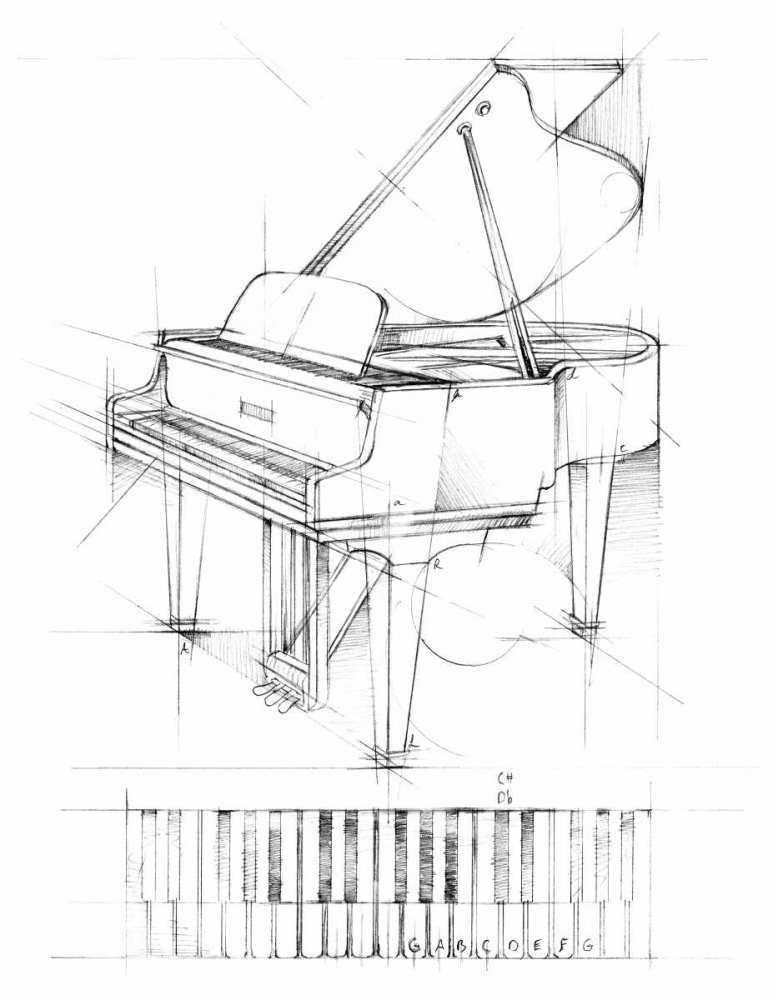 Wall art: Piano Sketch, by Harper, Ethan