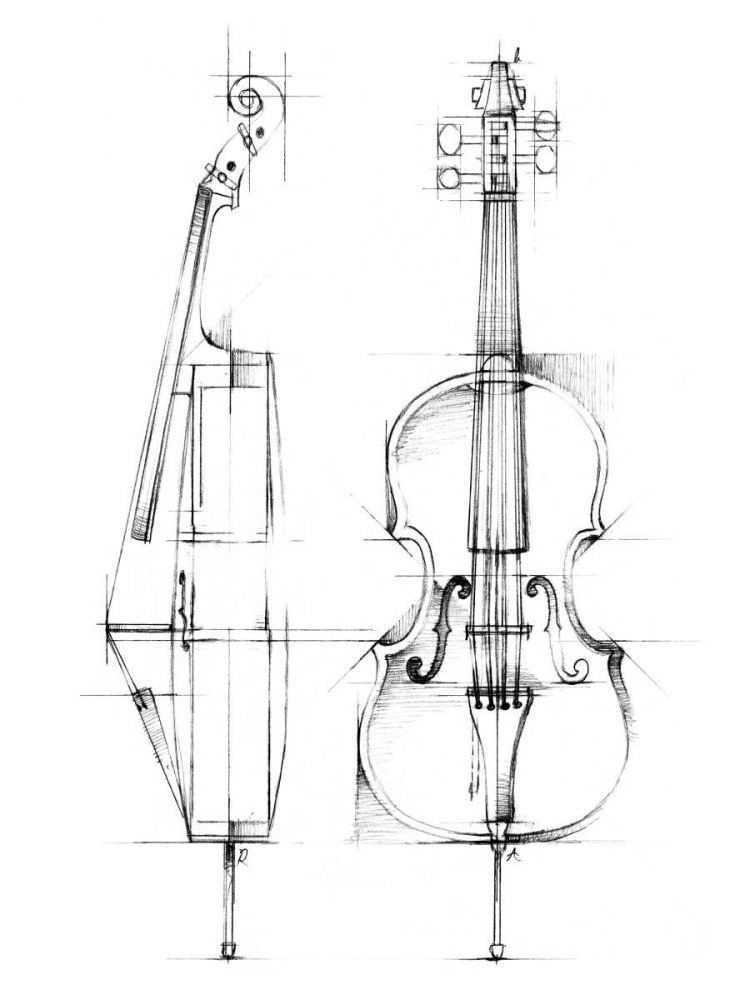 Wall art: Cello Sketch, by Harper, Ethan