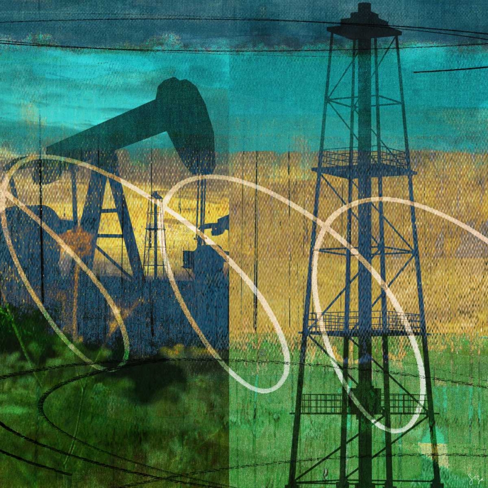 Wall Art Painting id:61260, Name: Oil Rig and Oil Well Collage, Artist: Jasper, Sisa
