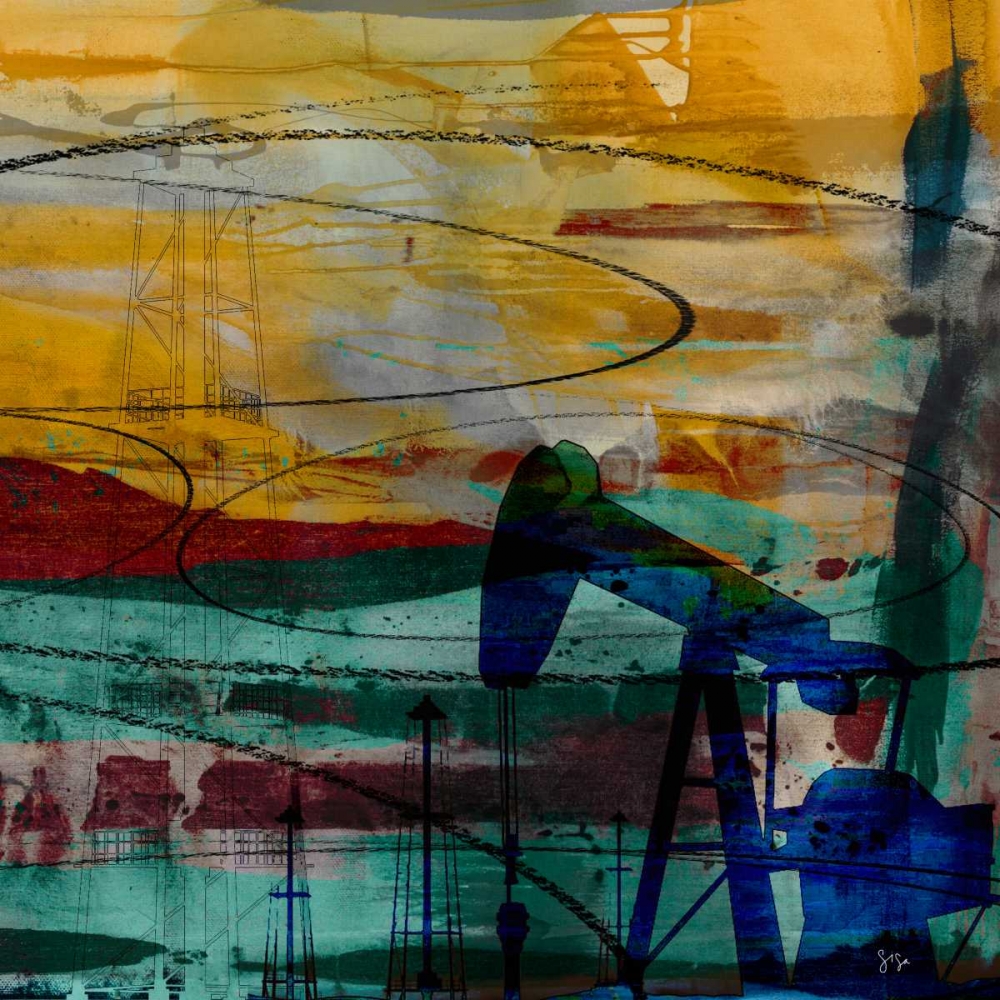 Wall Art Painting id:61262, Name: Oil Rig Abstract, Artist: Jasper, Sisa