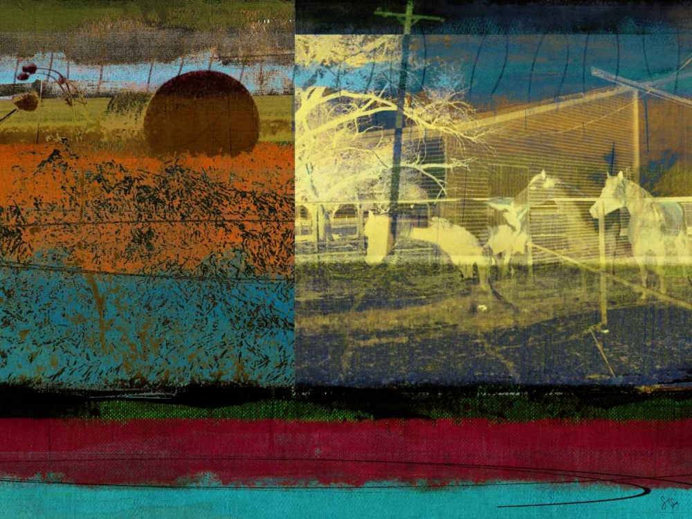 Wall Art Painting id:61268, Name: Horse and Hay Collage, Artist: Jasper, Sisa