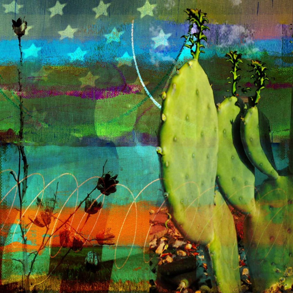 Wall Art Painting id:61271, Name: Cactus and Flag Collage, Artist: Jasper, Sisa
