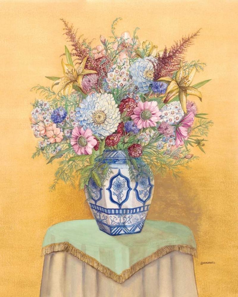 Wall Art Painting id:68625, Name: Bouquet in Asian Vase I, Artist: Russell, Wendy