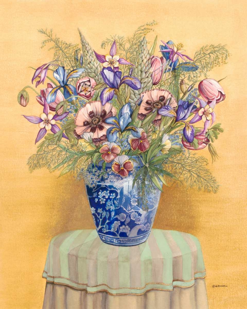 Wall Art Painting id:68626, Name: Bouquet in Asian Vase II, Artist: Russell, Wendy