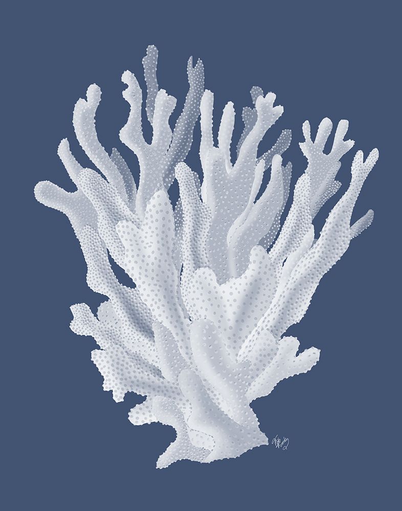 Art Print: Coral 17 White on Indigo Blue