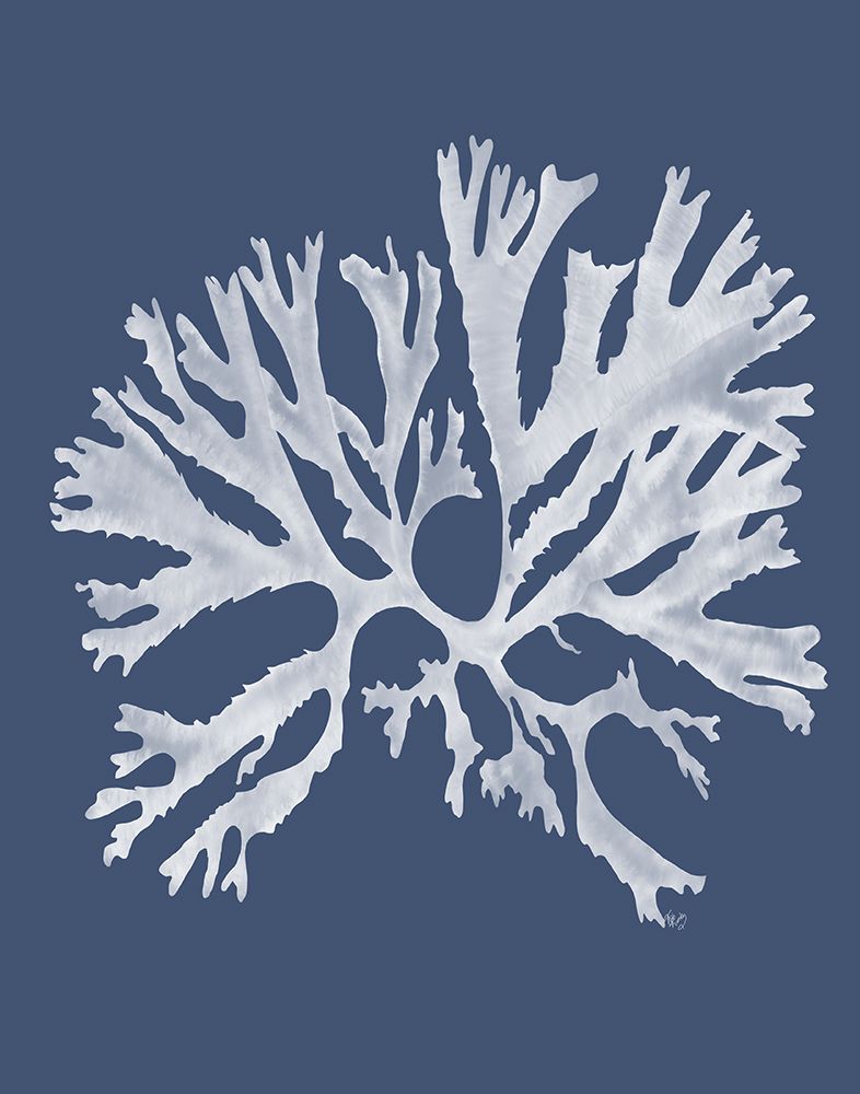 Art Print: Coral 18 White on Indigo Blue