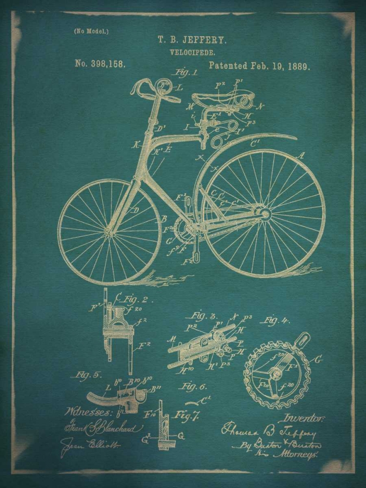 Wall art: Bicycle Patent 2 Blue, by GI ArtLab