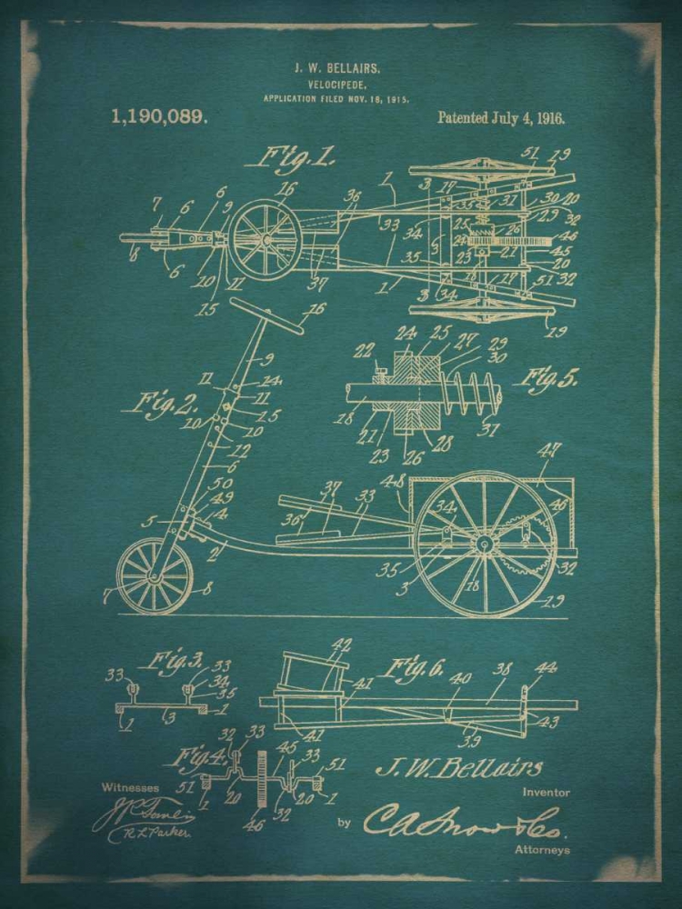 Wall Art Painting id:126717, Name: Bicycle Patent 4 Blue, Artist: GI ArtLab