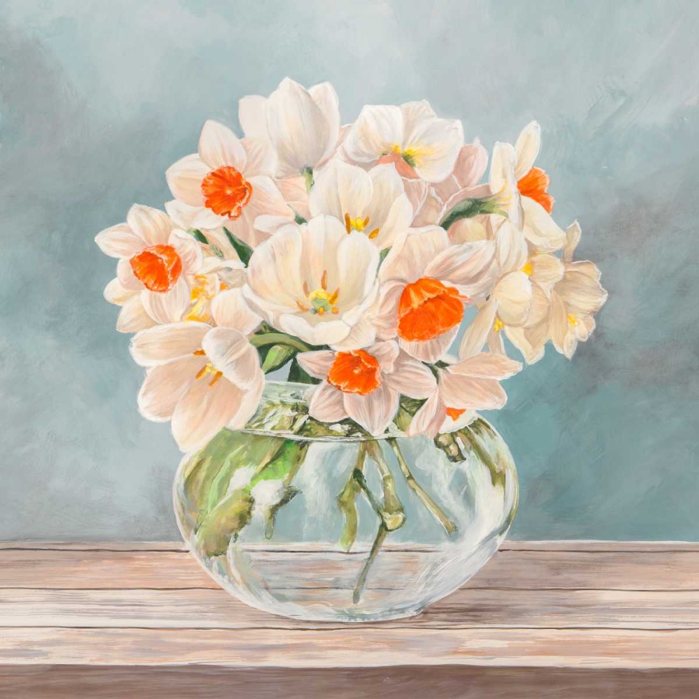 Wall art: Fleurs et Vases Aquamarine II, by Dellal, Remy