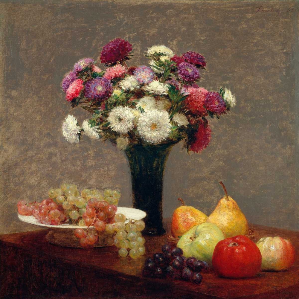 Art Print: Asters and Fruit on a Table