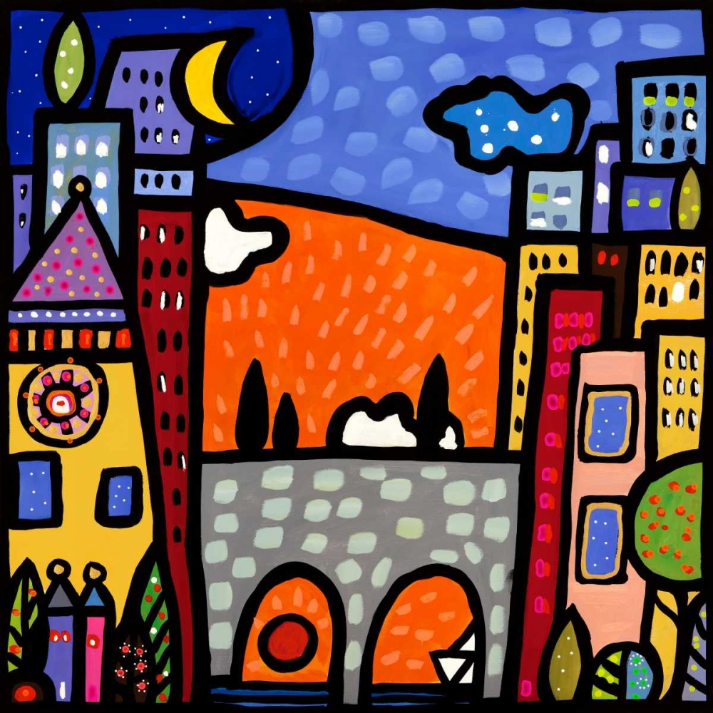 Wall Art Painting id:167443, Name: Il ponte del paese, Artist: Wallas