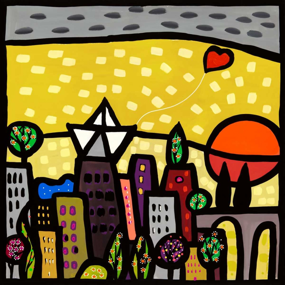 Wall Art Painting id:167450, Name: Il cuore vive sulla piccola citta, Artist: Wallas