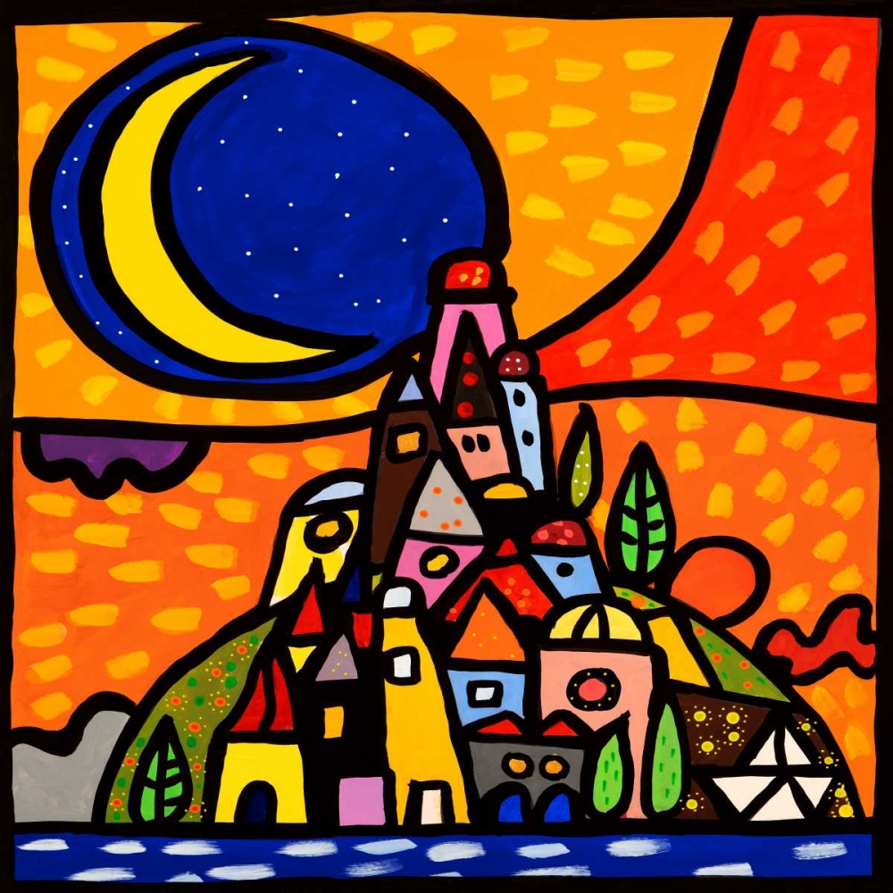 Wall Art Painting id:167451, Name: Luna sulla collina, Artist: Wallas