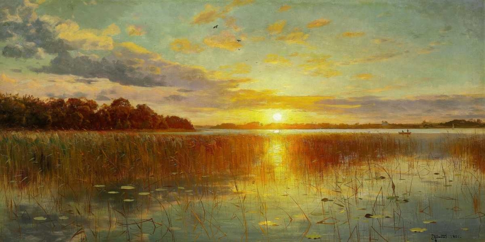 Wall art: Sunset over a Danish Fiord, by Monsted, Peder Mork 