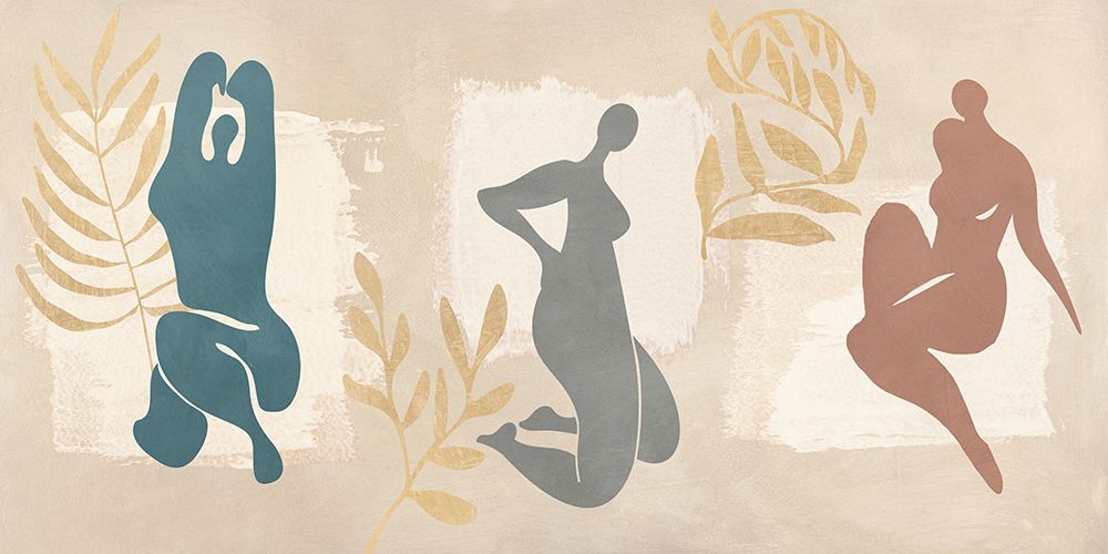 Wall art: Three Studies on Feminine Beauty (leaves), by Atelier Deco