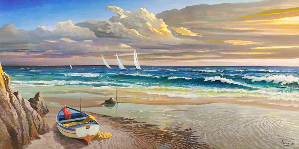 Art Print: Tramonto sulla battigia