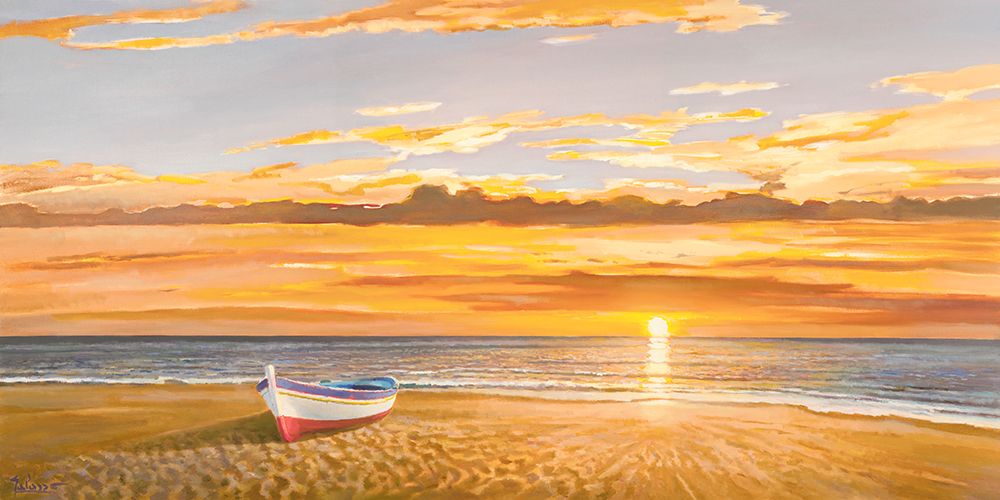 Art Print: Tramonto sulla battigia