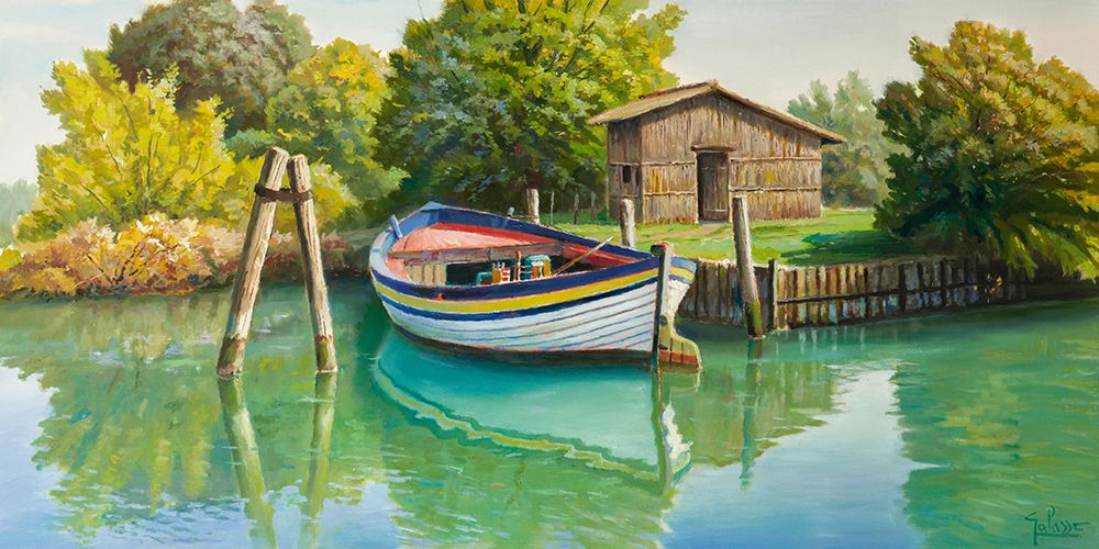 Art Print: Barca sul fiume