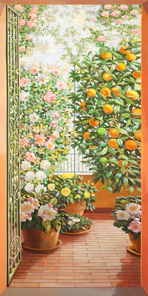 Wall Art Painting id:354082, Name: Porta sul terrazzo fiorito, Artist: Del Missier, Andrea