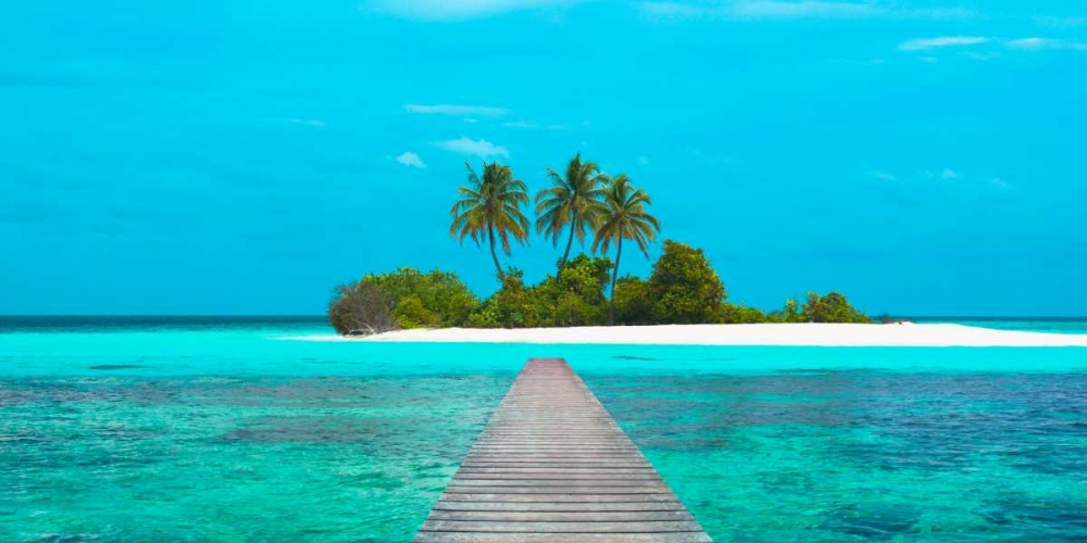 Art Print: Jetty and Maldivian island