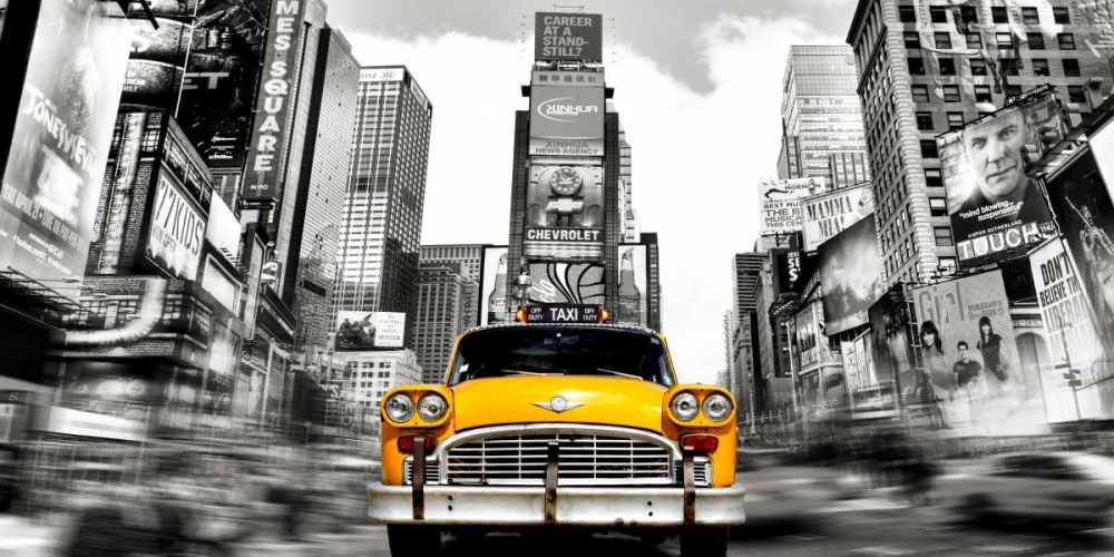 Wall Art Painting id:167335, Name: Vintage Taxi in Times Square, NYC, Artist: Lauren, Julian