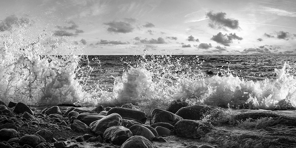 Art Print: Waves crashing, Point Reyes, California (detail, BW)
