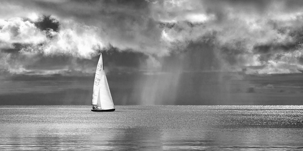 Art Print: Sailing on a Silver Sea (BW)