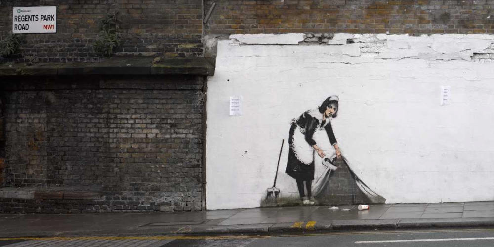 Wall Art Painting id:43242, Name: Regents Park Rd Camden London-graffiti attributed to Banksy, Artist: Anonymous