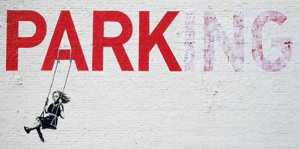 Wall art: Broadway Los Angeles-graffiti attributed to Banksy - detail, by Anonymous