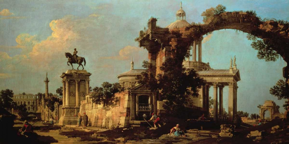 Art Print: Capriccio of Roman Ruins with a Renaissance Church