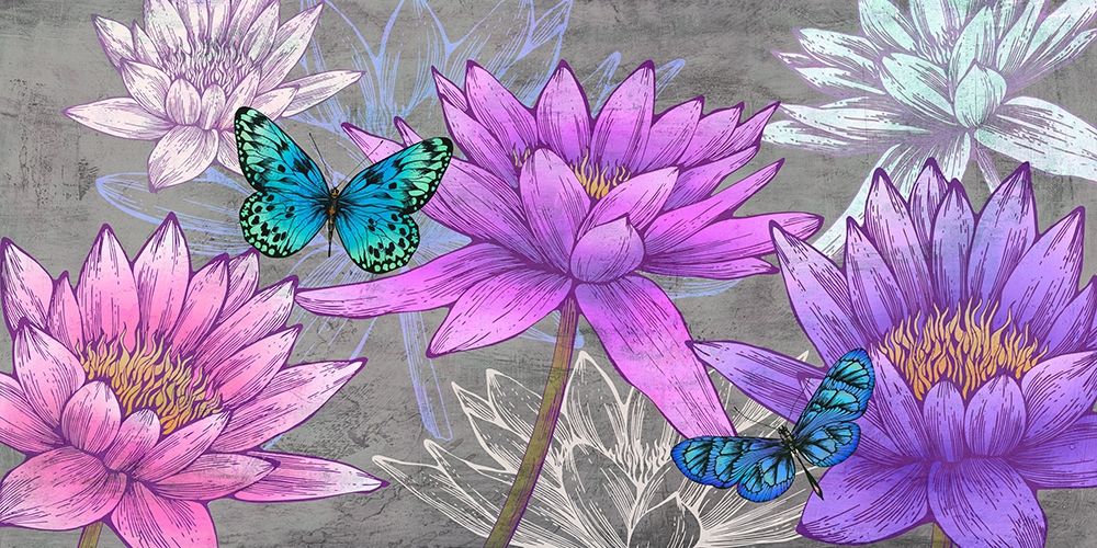 Wall art: Nympheas and Butterflies (Ash), by Grant, Eve C.