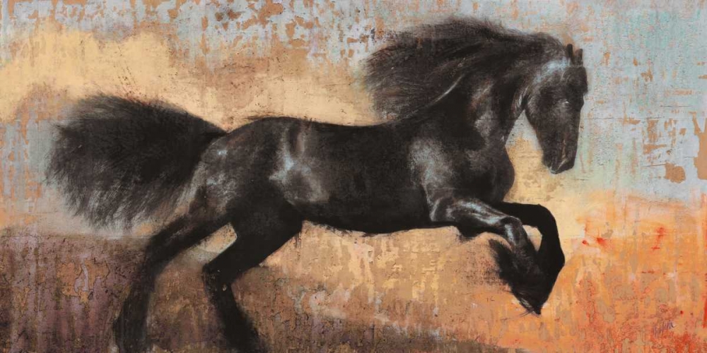 Wall Art Painting id:42910, Name: Black Stallion, Artist: Moschetta, Dario