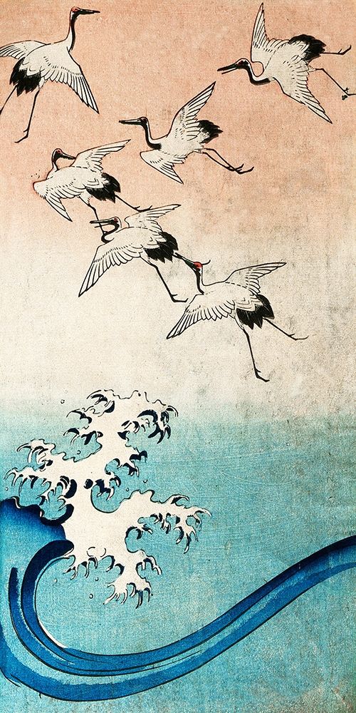 Wall art: Cranes Flying (detail), by Hiroshige, Ando