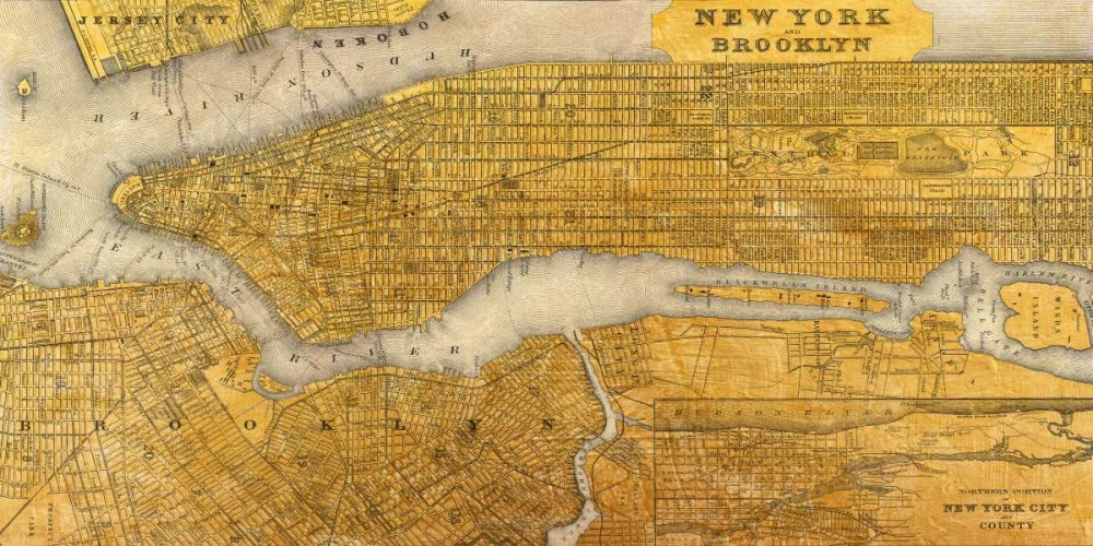 Art Print: Gilded Map of NYC