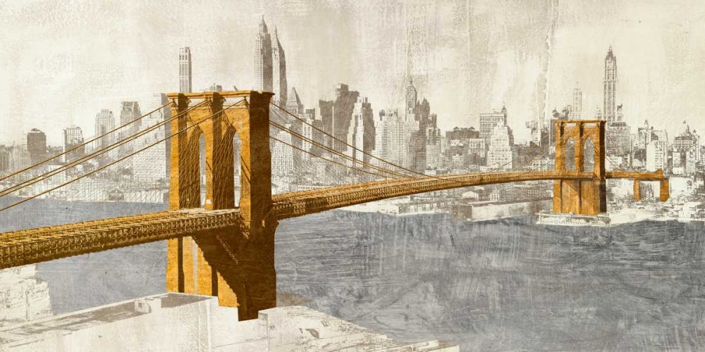 Wall Art Painting id:78170, Name: Gilded Brooklyn Bridge, Artist: Joannoo 